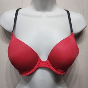 Victoria's Secret PINK 34C Wear Everywhere Push Up Red‎ Padded Underwire Z